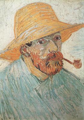 Vincent Van Gogh Self-Portrait with Pipe and Straw Hat (nn04) oil painting image